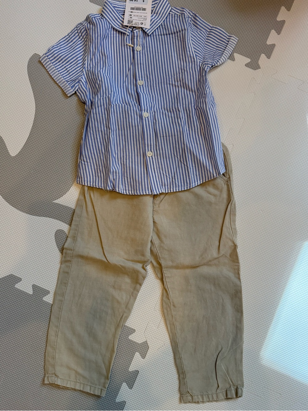 Zara Kids Elastic Waist Tan Jogger Pants Linen comfy